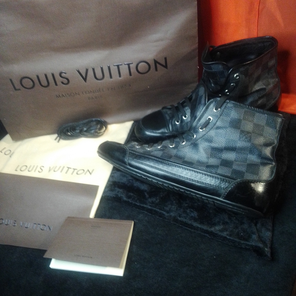Louis Vuitton Men's Damier High Top Sneakers / Boot